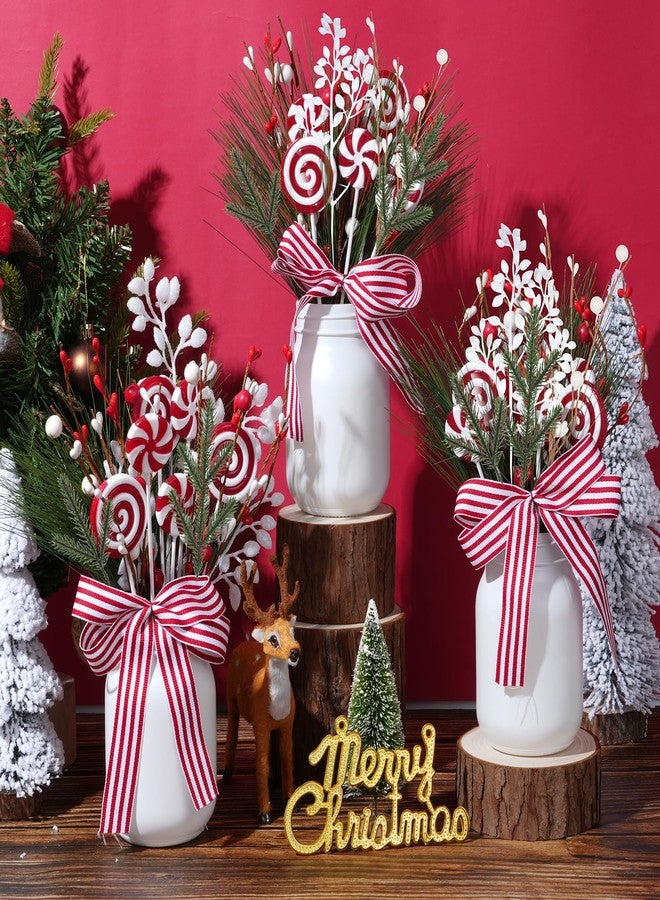 Pascliyna 3 Christmas Mason Jars Decorations, Red Berry Candy Mason Jar Christmas Centerpieces for Tables, Holiday Mason Jar Decor for Dining Coffee Table Xmas Winter Holiday New Year Home Ornament - Image 5